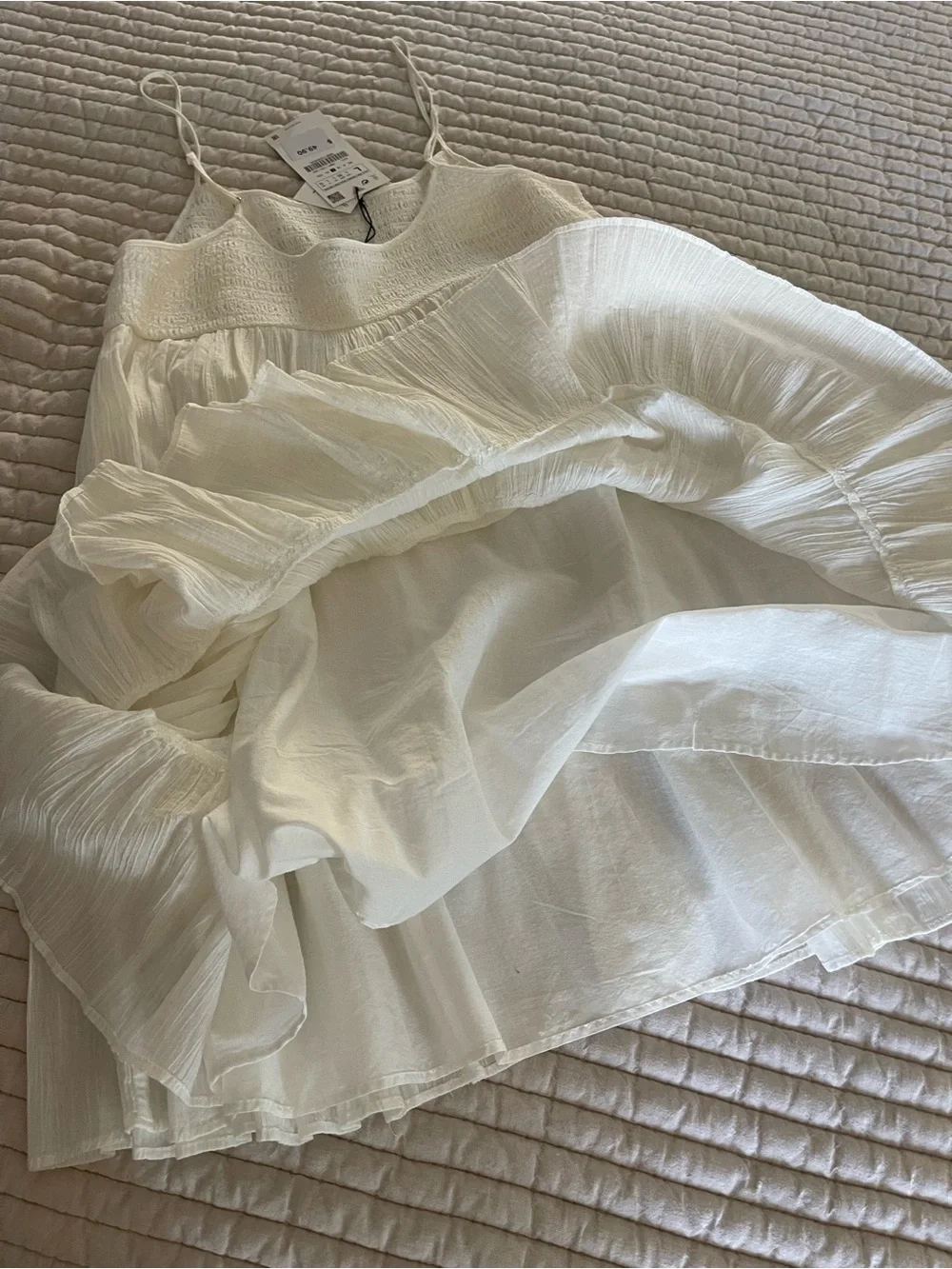 Zara White Tiered Spaghetti-Strap Sundress